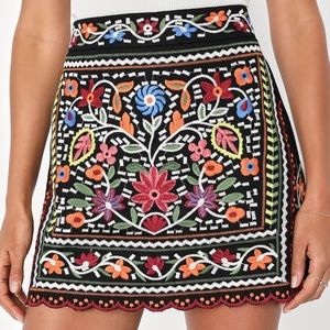Lulus Don't Stop the Party Black Embroidered Mini Skirt